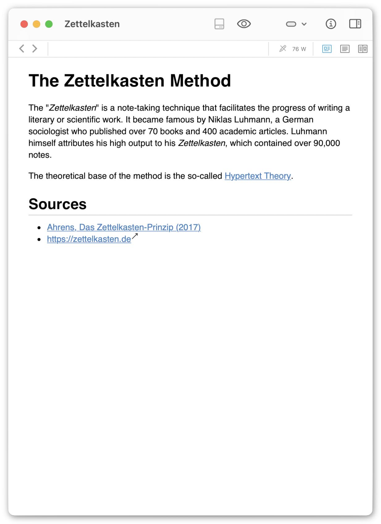 Permanent note on the Zettelkasten method (in preview mode).