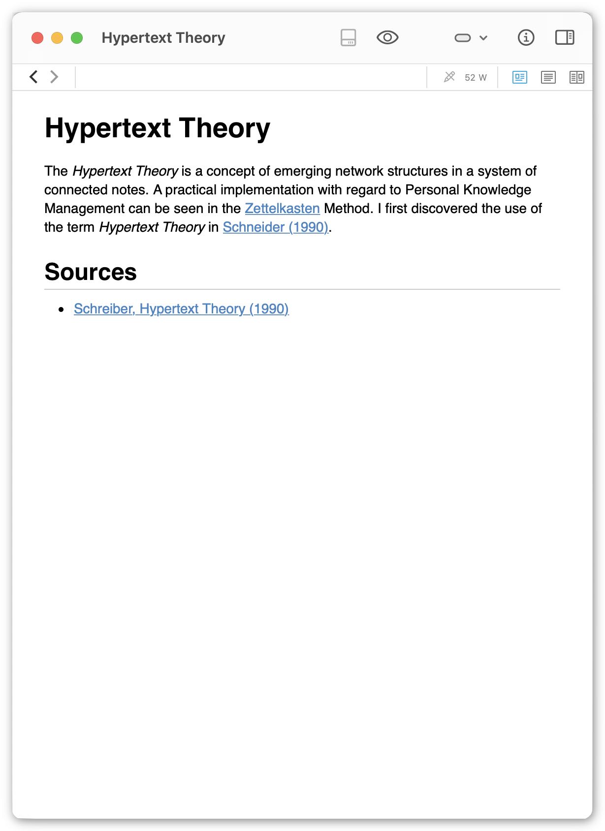 Permanent note on the Hypertext theory (in preview mode).